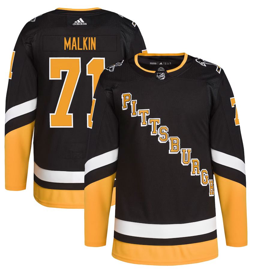 Men Pittsburgh Penguins 71 Evgeni Malkin adidas Black Alternate Primegreen Authentic Pro Player NHL Jersey